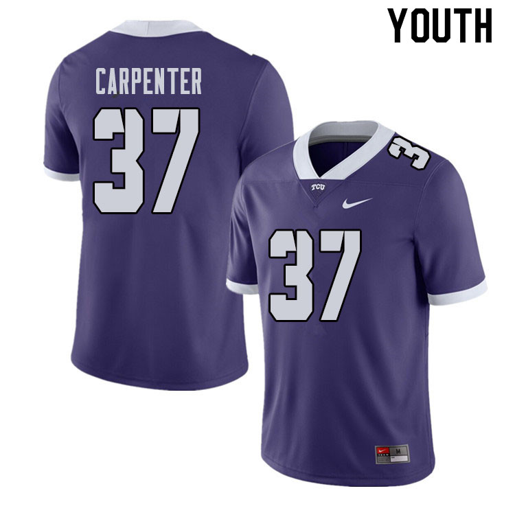 Youth #37 Travis Carpenter TCU Horned Frogs College Football Jerseys Sale-Purple - Click Image to Close